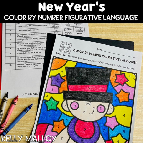 New Year’s Figurative Language Color By Number