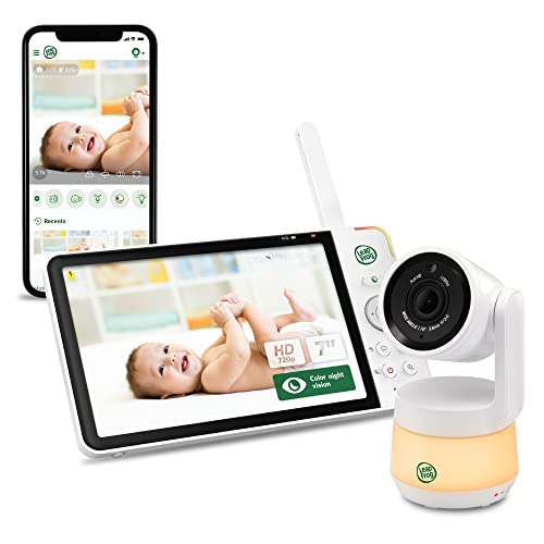 LeapFrog LF930HD 1080p Smart WiFi Remote Access Baby Monitor, 360° Pan & Tilt, 8X Zoom, 7” 720p HD Display, Color Night Light, Color Night Vision, Sleep Tips, Two-Way Intercom, Smart Sensors