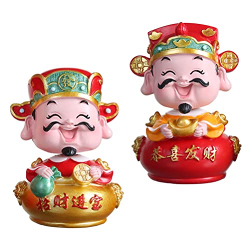 YARDWE 2pcs Feng Shui Caishen Statue Wealth Statue Fortune God Decoration Lucky Wealth FiguresCar Decor2022 Chinese New Year Gift