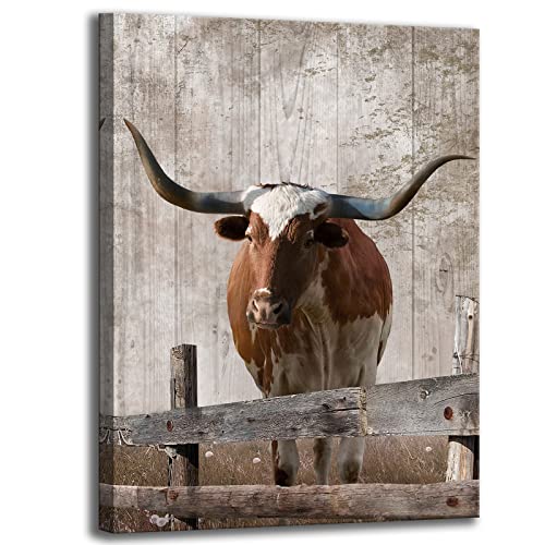 Wall Art Texas Longhorn Posters & Prints for Bedroom,Pictures|Rustic Wall Art Country Decor for the Home,Western Decor for Living Room Bathroom Decor Wall Art 11.5×15 inches-B