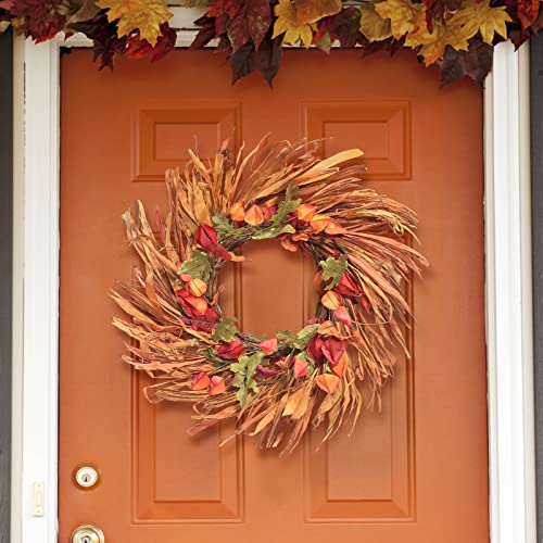 PurpleSwan Fall Front Door Wreath, 16Inch Autumn Decor for Home, Wall, Porch, Suitable for Outdoor/ Indoor, Holiday, Party, Weddings, Thankgivings, Halloween Decorations.