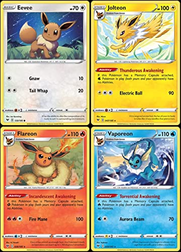 Jolteon Flareon Vaporeon Eevee – Vivid Voltage – Evoltuion Pokemon Card Lot – Rare 4 Card Set – 047/185-026/185-030/185