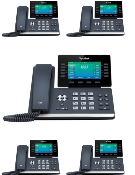 Yealink SIP-T54W IP Phone [5 Pack] 16 VoIP Accounts. 4.3-Inch Color Display. USB 2.0, 802.11ac Wi-Fi, Dual-Port Gigabit Ethernet, 802.3af PoE, Power Adapter Not Included (SIP-T54W)