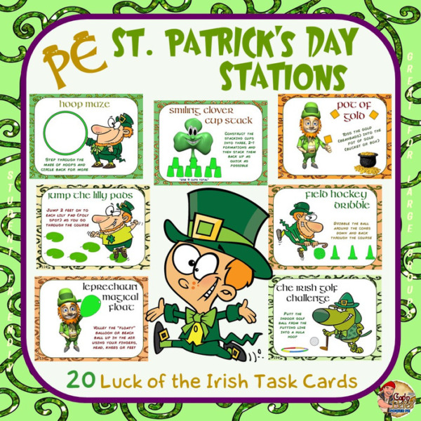 St. Patrick’s Day PE Stations- 20 “Luck of the Irish” Activity Cards