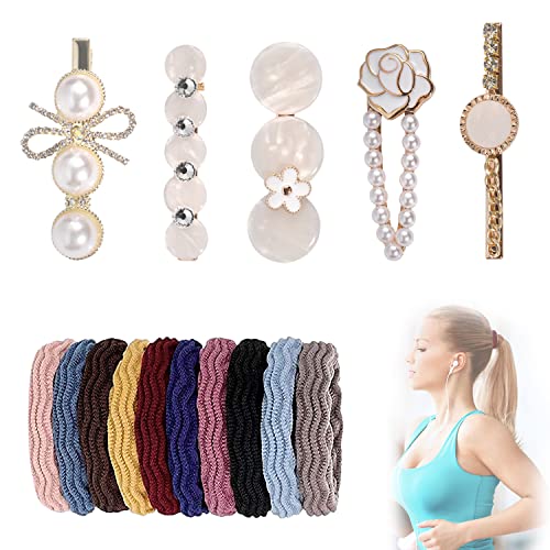 ZHENKE Pearl Hairpin Set 5pcs Cute Hair Barrettes Handmade Metal Hair Clips or 10pcs Hair Tie for Women Girls Kids Headwear Styling Hair Accessories Decorative Party Wedding | The Storepaperoomates Retail Market - Fast Affordable Shopping