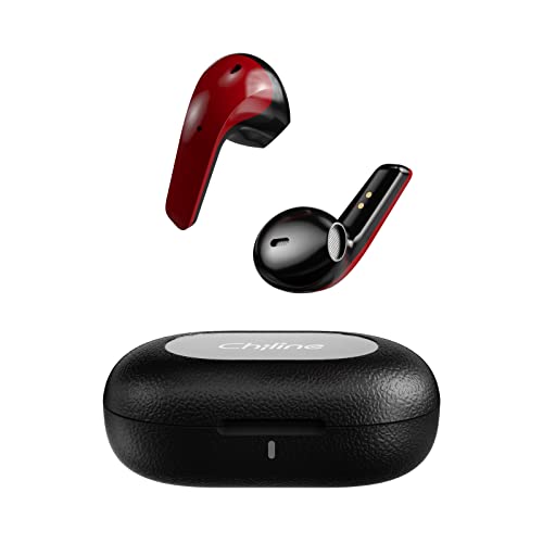 Chiline Wireless Bluetooth Earbuds 5.1 in-Ear Light-Weight Earphones Built-in Microphone,IPX5 Waterproof Headphones,True Noise Cancelling Wireless Earbuds,Black & Red for Gift