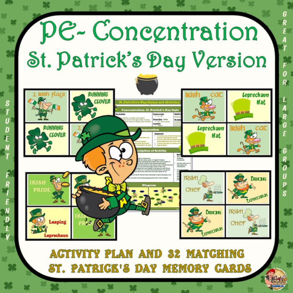 PE Concentration: St. Patrick’s Day Version- Activity Plan: 32 Matching Cards