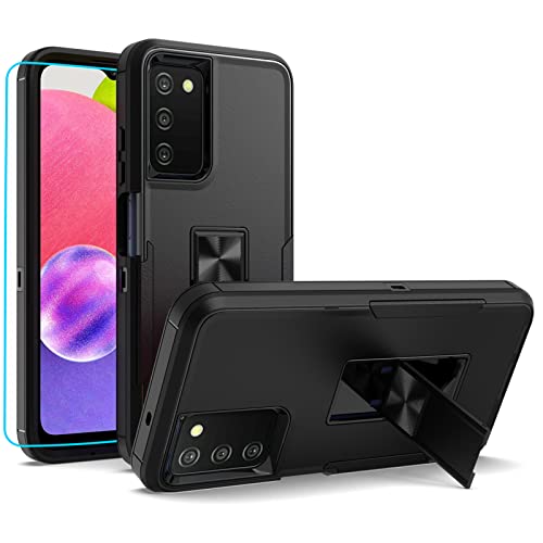 Samsung A03S, Galaxy A03S Case, A02S Case, MDCN Military Grade Heavy Duty with HD Screen Protector Magnetic Kickstand Car Mount Protection Armor Phone Case Cover for Samsung Galaxy A03S/A02S (Black)