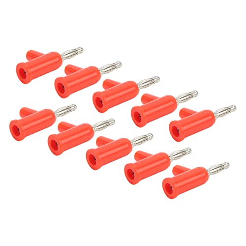 10Pcs Solderless Banana Plug ABS Brass Open Screw Bananas Connectors Speaker Wire Connector for Inverters 4mm(Red)