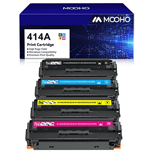 Mooho Compatible 414A Toner Cartridge 4 Pack Replacement for 414A W2020A 414X High Yield for Color Laserjet Pro MFP M479fdw M479fdn M454dw M454dn M454 M479 Printer (Black Cyan Yellow Magenta)