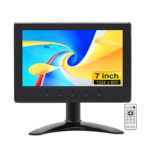 7 inch Small Monitor,Portable Monitor, LCD HDMI Monitor 1024×600, VGA Monitor,HDMI/VGA/AV Input Mini Monitor,with Speakers