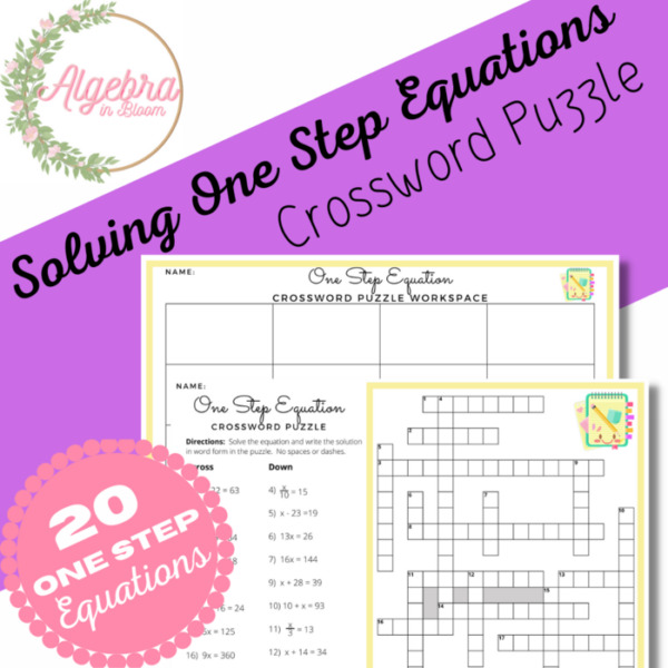 Math Crossword Puzzle // Algebraic One step equations