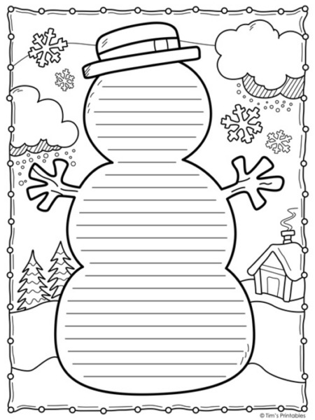 Snowman Writing Paper Templates
