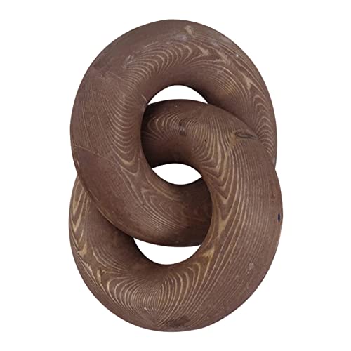 Jlong Wood Chain Link Decor, Living Room Decor Wood Knot, 2-Link Hand Carved Decorative Wood Chain Aesthetic Shelf Home Decorations for Bedroom Farmhouse Coffee Table Decor