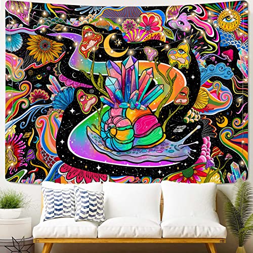 Spenlife Trippy Tapestry Hippie Tapestry Mushroom Tapestry Cute Aesthetic Tapestry Wall Hanging for Bedroom (50×60 Inches)