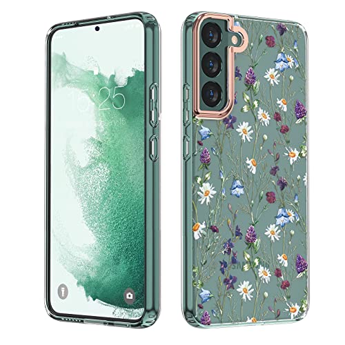 MILPROX Compatible with Samsung Galaxy S22 Plus Flower Case, Cute Case Design for Girls Women,Shockproof Floral Pattern Hard Back for Samsung Galaxy S22 Plus 5G Phone 2022 6.6 in-Garden