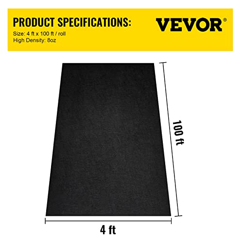 VEVOR Geotextile Landscape, 4ft x 100ft 8 oz Non-Woven PP Drainage 350N Tensile Strength & 440 N Load Capacity, for Ground Cover, Garden Fabric, French Drains, Black | The Storepaperoomates Retail Market - Fast Affordable Shopping