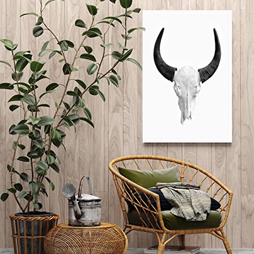 20x32inch Canvas Print Wall Art Painting Pictures Bull Skull isolated on white Stretched & Framed Poster Home Gallery Wrapped Artwork Ready to Hang | The Storepaperoomates Retail Market - Fast Affordable Shopping