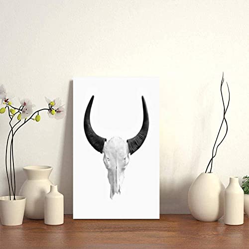 20x32inch Canvas Print Wall Art Painting Pictures Bull Skull isolated on white Stretched & Framed Poster Home Gallery Wrapped Artwork Ready to Hang | The Storepaperoomates Retail Market - Fast Affordable Shopping