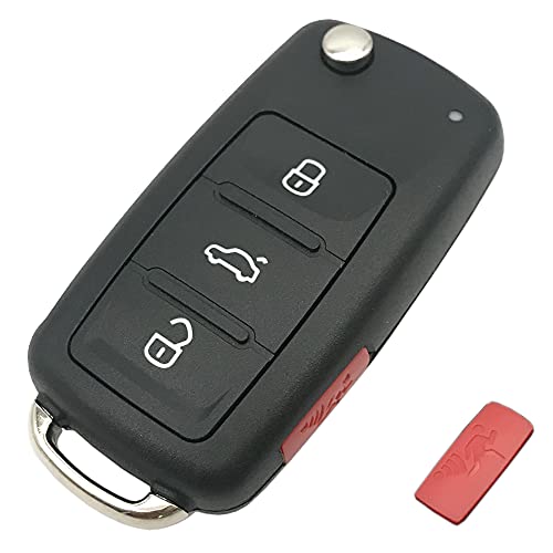 Horande Folding Flip Replacement Key Fob Cover Case fit for VW Jetta Beetle Touareg Caddy Eos GTI Golf Tiguan Keyless Entry Key Fob Shell (1)