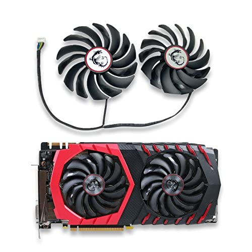 Jzwefdo 95mm Graphics Card Cooling Fan PLD10010S12HH DC12V 0.40A 4Pin Video Card Cooling Fan Replacement for MSI RX470/480 570/580 GTX1060/1070/1070Ti/1080/1080Ti GPU Card Cooler Fan