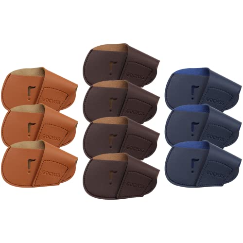 GOCHSS I Golf Iron Headcovers 10pcs PU Fit Both Right-Handed Clubs Golf Club Protector for Titleist Callaway Ping Taylormade Fit More Brands Golf Iron.（Yellow+Dark Green+Brown）