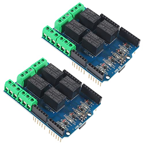 AITRIP 2PCS 4 Channel 5v Relay Shield Module Compatible with Arduino UNO R3 Relay Shield Interface 4 Four Channel for PIC AVR DSP ARM MCU
