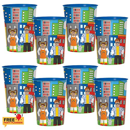 Amscan 8 Count Party Town Favor Cups – 16 oz Cup for Parties, Drinks, Birthday Favors, Cute Kids Gaming Decorations Favors Set, Fill with Candy, Stickers, Popcorn