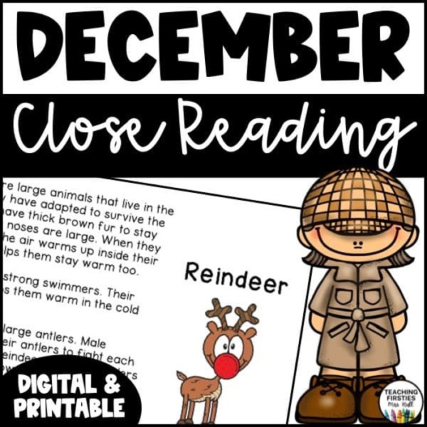 First Grade Close Reading For December – NO PREP!