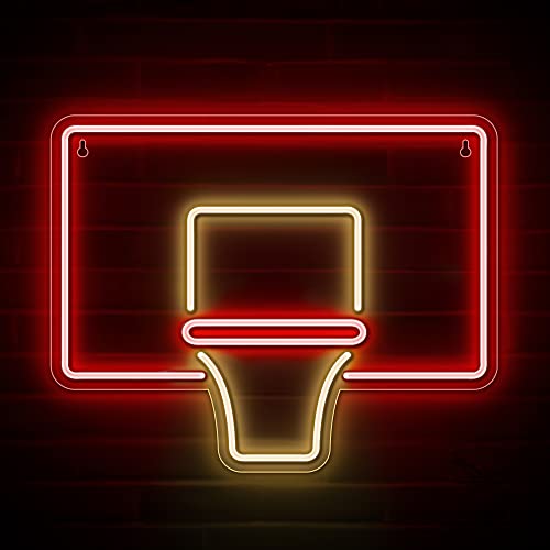 Lumoonosity Basketball Hoop Neon Sign – Basketball Hoop Neon Lights for Basketball Players/ Fans – Basketball Goal Led Signs with On/Off Switch for Wall, Bedroom, Game Room Decor – 14.8 x 11.8-Inch