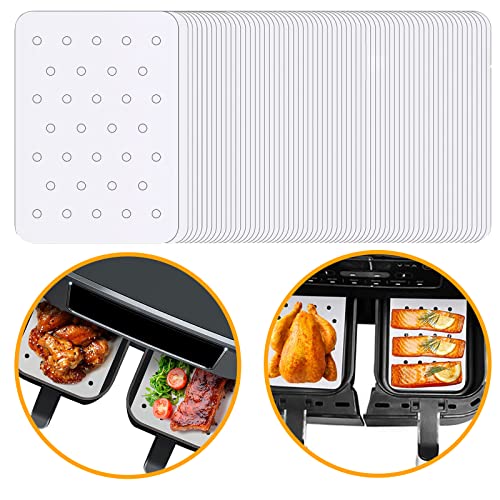 Air Fryer Paper Liners For Ninja Foodi Dual Air Fryer,100PCS Parchment Paper,8’’ White Perforated Air Fryer Parchment Paper,Disposable Nonstick Ninja Double Basket Accessories