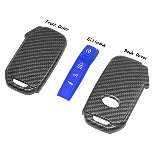 TANGSEN Smart Key Fob Case Cover Compatible with KIA CEED CERATO FORTE NIRO SELTOS SORENTO SOUL SPORTAGE TELLURIDE 3 4 Button Keyless Black Carbon Fiber Pattern ABS Silicone Rubber Night-luminous Blue | The Storepaperoomates Retail Market - Fast Affordable Shopping
