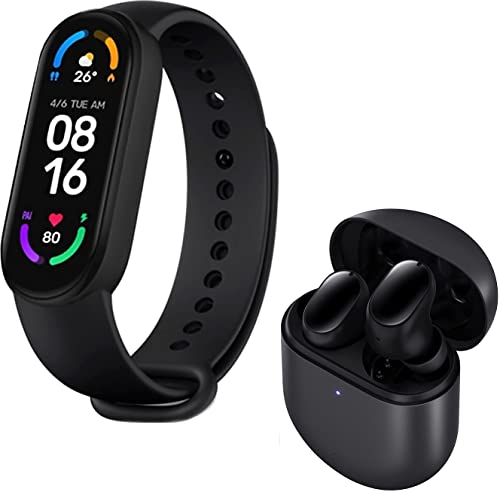 Xiaomi 2021 Mi Band 6 + Buds 3 Pro Airdots, Professional Active Noise Cancellation, Ambient Sound Enhancer, 28Hr Playback, Triple Mic for Voice, USB-C & Wireless Charge (MI Band 6 + Buds 3 Pro Black)