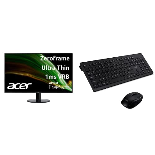 Acer SB241Y Abi 23.8″ Full HD (1920 x 1080) VA Monitor | AMD FreeSync Technology | Ultra-Thin | Edge-to-Edge| Zero-Frame| 75Hz Refresh Wireless Full Sized Keyboard and Wireless Mouse Bundle