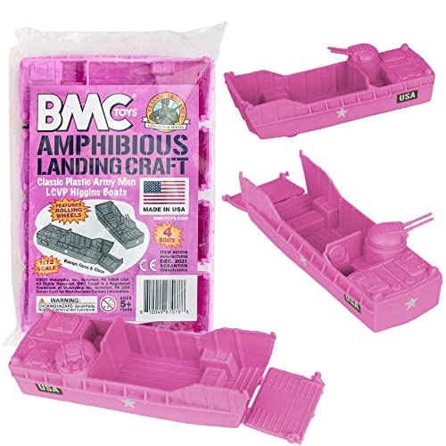 BMC Classic Marx Landing Craft – 4pc Pink Plastic Army Men Boat Vehicles