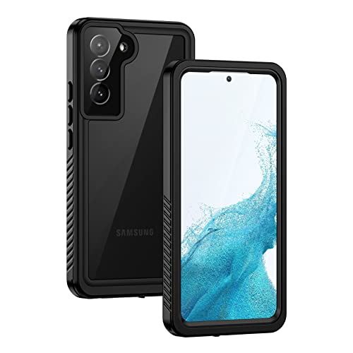 Lanhiem Samsung Galaxy S22 Case, IP68 Waterproof Dustproof Shockproof Case with Built-in Screen Protector, Heavy Duty Full Body Protective Cover for Galaxy S22 5G 6.1 Inch, Black/Clear
