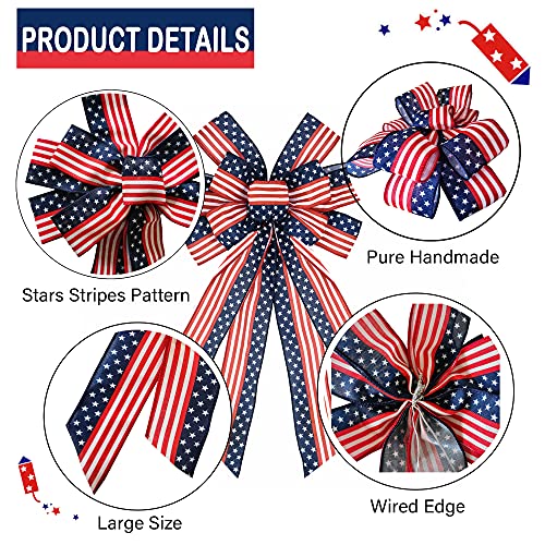 2 PCS Large Patriotic Bow Wreath 4th of July Decor American Flag Bow for Indoor Outdoor Red with Blue Stars Bunting Wreath Holiday Independence Day Party and All Kinds of Holiday Backdrops Decorations | The Storepaperoomates Retail Market - Fast Affordable Shopping