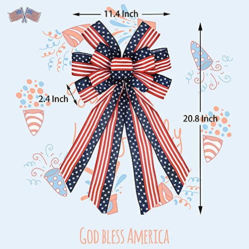 2 PCS Large Patriotic Bow Wreath 4th of July Decor American Flag Bow for Indoor Outdoor Red with Blue Stars Bunting Wreath Holiday Independence Day Party and All Kinds of Holiday Backdrops Decorations | The Storepaperoomates Retail Market - Fast Affordable Shopping