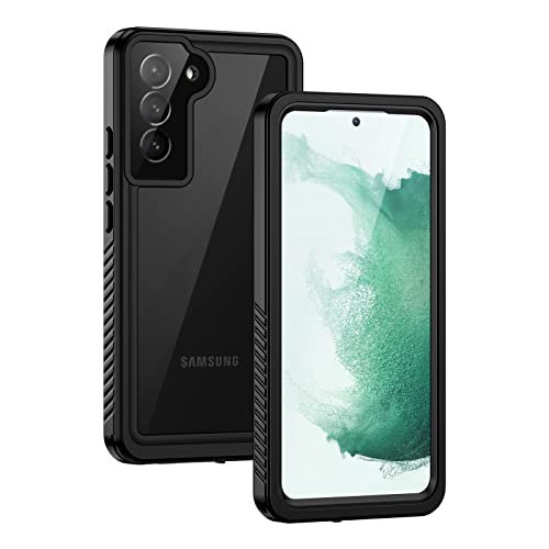 Lanhiem Samsung Galaxy S22+ Plus Case, IP68 Waterproof Dustproof Shockproof Case with Built-in Screen Protector, Heavy Duty Full Body Protective Cover for Galaxy S22 Plus 5G 6.6 Inch, Black/Clear