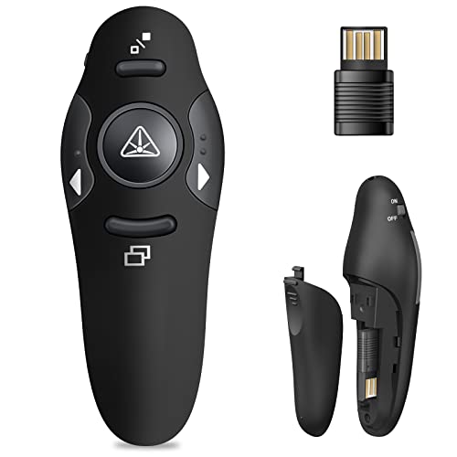 Wireless Presenter Presentation Clicker with Red Laser Pointer, 2.4GHz RF Wireless Presentation Remote PPT Clicker for Powerpointer Works for Windows/MAC/Linux