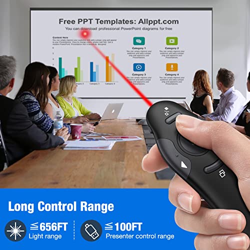 Wireless Presenter Presentation Clicker with Red Laser Pointer, 2.4GHz RF Wireless Presentation Remote PPT Clicker for Powerpointer Works for Windows/MAC/Linux | The Storepaperoomates Retail Market - Fast Affordable Shopping