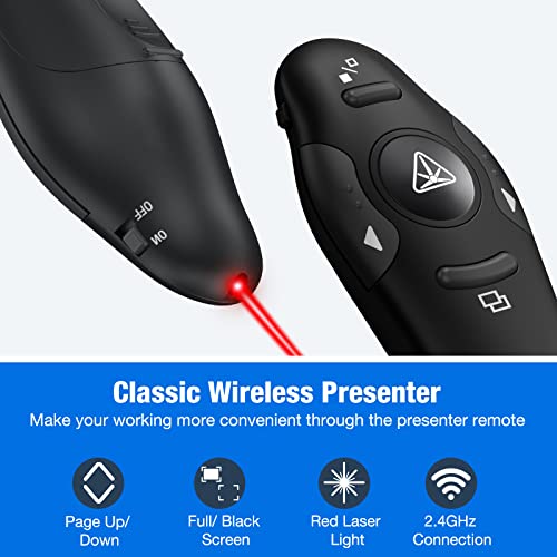 Wireless Presenter Presentation Clicker with Red Laser Pointer, 2.4GHz RF Wireless Presentation Remote PPT Clicker for Powerpointer Works for Windows/MAC/Linux | The Storepaperoomates Retail Market - Fast Affordable Shopping
