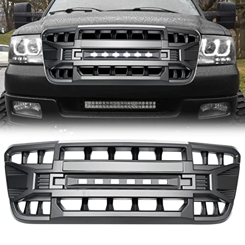 MEGAIE Front Grill Replacement for F150 2004-2008, Matte Black Front Bumper Grille w/Off-Road Lights
