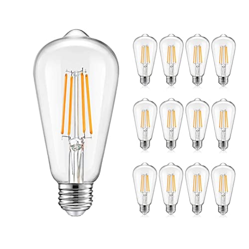 12 Pack Dimmable LED Edison Bulbs 40W Equivalent,4 Watt LED Filament Bulb,2700K Warm White ST19 Light Bulb,450LM E26 Vintage LED Bulbs for Ceiling Light Fixtures