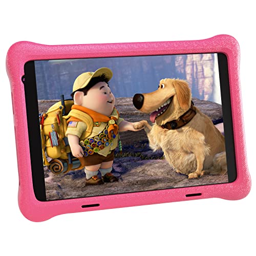 URAO 8 inch Kids Tablet, Android 10 Learning Tablets, Parental Control, Kidoz Installed, Eye Protection, 2GB+32GB, Quad Core Processor, Wi-Fi, Bluetooth, Tablet for Kids with Protective Case, Pink