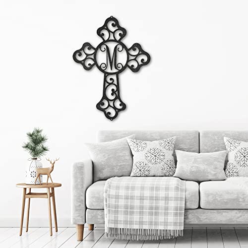Spring Pet Products Personalized Cross Indoor Outdoor Metal Wall Art Sign Black / 30″