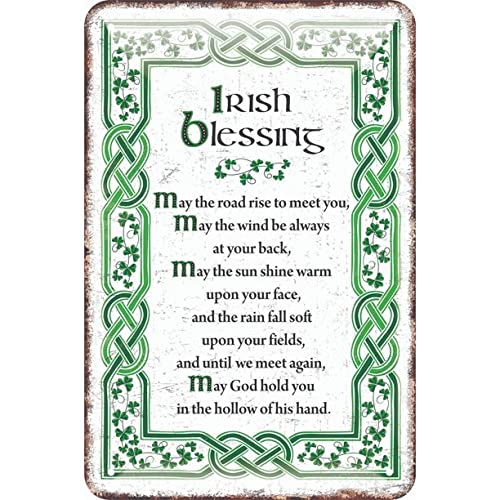 Shamrock Gift Irish Metal Sign With Blessing Interesting Retro Man Cave Bar Shop Study Coffee Wall Home Office Farm Garden Garage Metal Sign Decoration 8×12 Inch