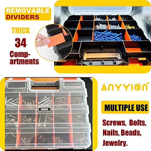 Anyyion Small Parts Organizer, 34-Compartments Double Side parts organizer with Removable Dividers for Hardware, Screws, Bolts, Nails, Beads, Jewelry & More by Stalwart | The Storepaperoomates Retail Market - Fast Affordable Shopping