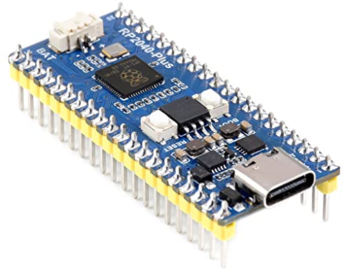 waveshare RP2040-Plus Board with Pre-Soldered Header, Pico-Like MCU Board Based on Raspberry Pi RP2040, Dual-Core Arm Cortex M0+ Processor Onboard 4MB Flash,USB-C Connector,Recharge Header,etc