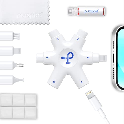 PurePort Multi-Tool iPhone Cleaning Kit. Safely Clean Repair & Restore iPhone and iPad Charging Ports, Lightning Cables & Connectors – Includes AirSquares Cleaning Putty, The Ideal AirPod Cleaner Kit